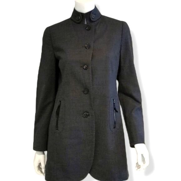 Akris Punto Jackets & Blazers - Akris Blazer Charcoal Gray Wool Zipper Pockets Size 8